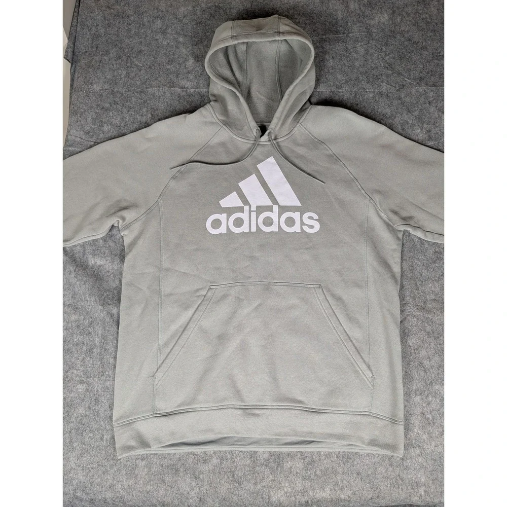 Adidas Hoodie Sweatshirt Mens XL Grey Logo‎ Pullover Hooded Athletic